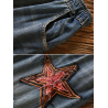 Harem Patchwork Stars Elastic Waist Denim