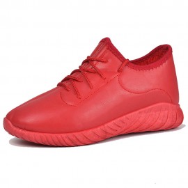 Red Color Comfy Lace Up Sneakers Casual Shoes