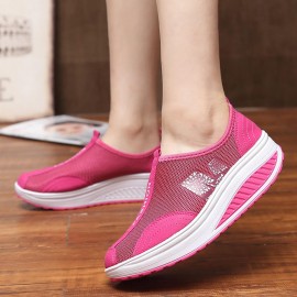 Mesh Breathable Rocker Sole Shoes Slip On Sneakers