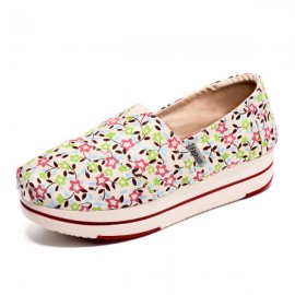 Women Chic Shoes Breathable Summer Casual Shoes Slip-on Platform Canvas