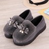 Women Casual Keep Warm Fluffy Butterfly Knot Flat Loafers