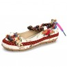 SOCOFY Size 5-11 Women Casual Flats Beading Round Toe Colorful Comfortable Flats Loafers Shoes