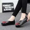 US Size 5-13 Women Flower Flat Shoes Casual Outdoor Leather Slip On Round Toe Loafers