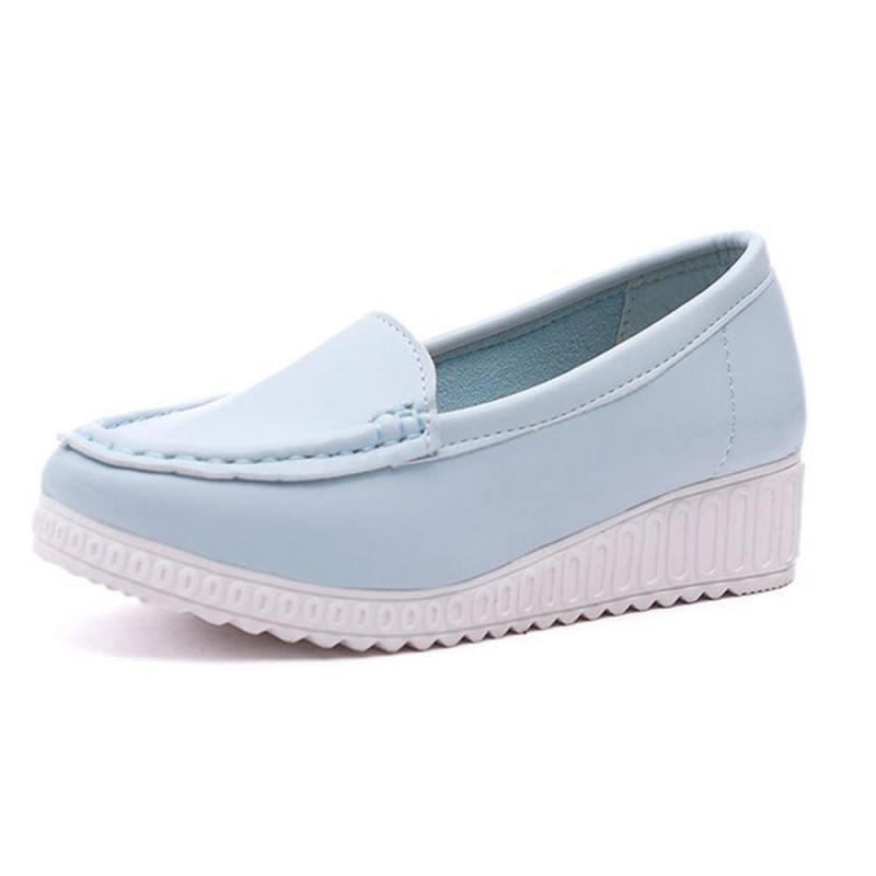 Women Shoes Wedges Pure Color Casual Loafers