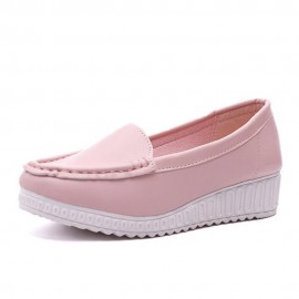 Women Shoes Wedges Pure Color Casual Loafers