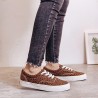 Leopard Grain Lace Up Pattern Flats Loafers Shoes