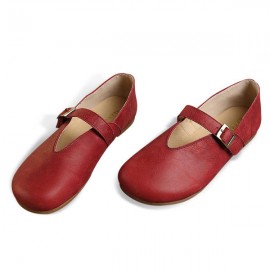 Women Flat Leather Shoes Round Toe Casual Outdoor Soft Loafers