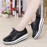 Lace Up Platform Heels Sneakers Round Toe Soft Sole Shoes