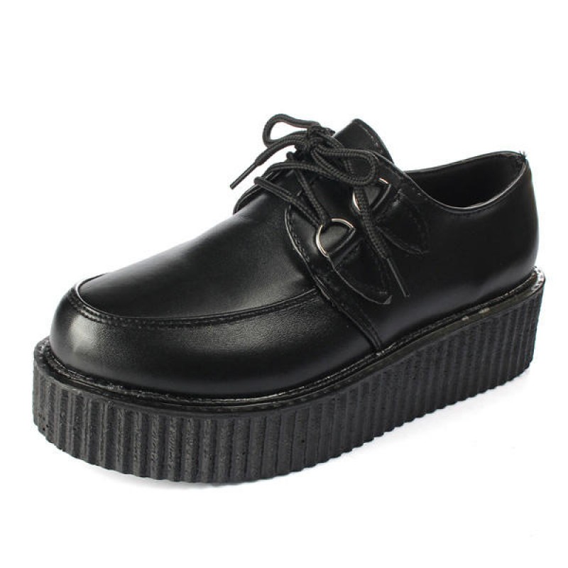 Women Ladies Casual Lace Up High Platform Flat Goth Punk Creeper Shoes