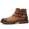 Men Casual Comfy Buckle Side Zipper Genuine Leather Ankle Boots