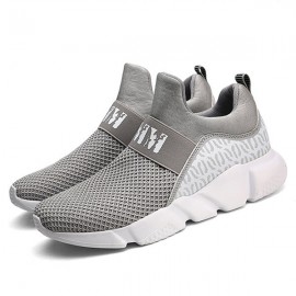 Men Elastic Panels Knitted Fabric Wear-resistant Casual Sneakers