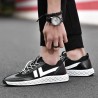 Men Mesh Leather Splicing Breathable Slip Resistant Sport Casual Running Sneakers