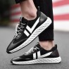 Men Mesh Leather Splicing Breathable Slip Resistant Sport Casual Running Sneakers