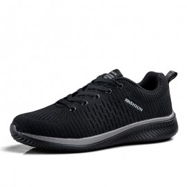 Men Knitted Fabric Comfy Lace Up Sport Running Sneakers