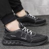 Men PU Leather Splicing Sport Soft Casual Running Sneakers