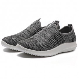 Men Breathable Knitted Fabric Slip On Hiking Casual Sneakers