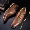 Men Retro Color Genuine Leather Slip Resistant Large Size Formal Shoes