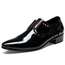 Men Classic Pointed Toe Elastic Band Slip On Formal Dress Shoes