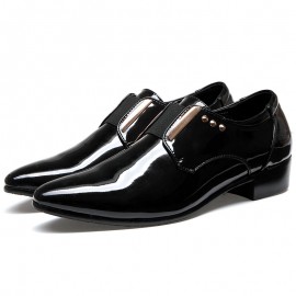 Men Classic Pointed Toe Elastic Band Slip On Formal Dress Shoes