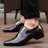 Men Classic Pointed Toe Elastic Band Slip On Formal Dress Shoes