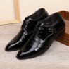 Men Stylish Leather Slip Resistant Metal Decoration Formal Dress Shoes