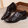 Men Stylish Leather Slip Resistant Metal Decoration Formal Dress Shoes