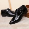 Men Stylish Leather Slip Resistant Metal Decoration Formal Dress Shoes