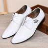 Men Stylish Leather Slip Resistant Metal Decoration Formal Dress Shoes