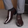 Men Stylish Patent Leather Pointed Toe Lace Up Business Dress Shoes