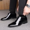 Men Stylish Patent Leather Pointed Toe Lace Up Business Dress Shoes