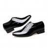 Men Stylish Patent Leather Pointed Toe Lace Up Business Dress Shoes