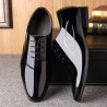 Men Stylish Patent Leather Pointed Toe Lace Up Business Dress Shoes