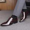 Men Stylish Patent Leather Pointed Toe Lace Up Business Dress Shoes