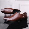 Men Microfiber Leather Non-slip Metal Buckle Slip On Casual Formal Shoes