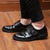 Men Metal Hook Loop Pure Color Comfy Business Formal Dress Shoes