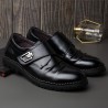 Men Metal Hook Loop Pure Color Comfy Business Formal Dress Shoes