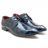 Men Classic Lace Up Floral Patent Leather Shoes