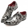 Men Classic Lace Up Floral Patent Leather Shoes