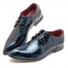 Men Classic Lace Up Floral Patent Leather Shoes