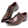 Men Classic Lace Up Floral Patent Leather Shoes