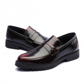 Men Vintage Pointed Toe Formal Casual Leather Loafers