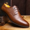 Men's Crocodile Pattern Classic Pointed Toe Lace Up Business Dress Shoes