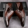 Men Cap Toe Stylish Side Zipper Slip On Business Formal Dress Shoes