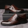 Men Cap Toe Stylish Side Zipper Slip On Business Formal Dress Shoes