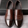 Men Cap Toe Stylish Side Zipper Slip On Business Formal Dress Shoes