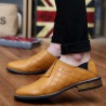 Men Splicing Leather Stitching Pointed Toe Slip Resistant Casual Formal Shoes