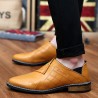 Men Splicing Leather Stitching Pointed Toe Slip Resistant Casual Formal Shoes