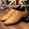 Men Splicing Leather Stitching Pointed Toe Slip Resistant Casual Formal Shoes