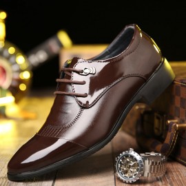 Men Cap Toe Leather Non-slip Business Casual Formal Dress Shoes