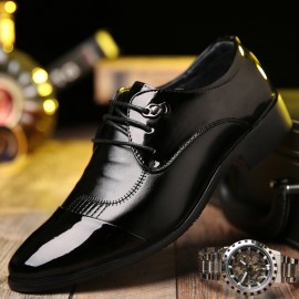 Men Cap Toe Leather Non-slip Business Casual Formal Dress Shoes